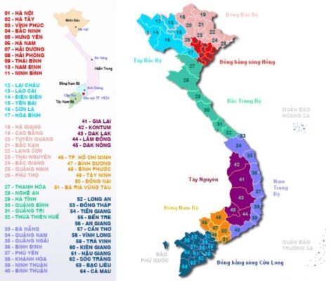 Danh sách mã số vùng các tỉnh Việt Nam