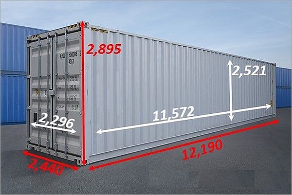 Mẫu kích thước container 40 feet