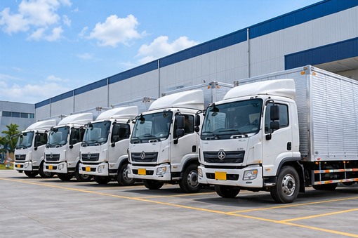 Xe tải Nguyễn Kiên Phát vận chuyển hàng trên tuyến Bắc Nam